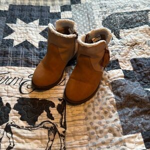 Tan tassel booties